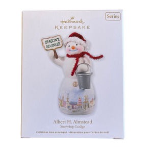 2012 Hallmark Albert H. Almstead Ornament Snowtop Lodge #8 Porcelain Snowman